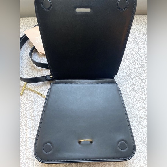 Sancia Laurel Satchel Black Leather Crossbody Shoulder Bag Gold Chain Brand New! - Picture 8 of 10